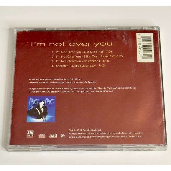 CeCe Peniston – I’m Not Over You 1994 CD Single A&M Records Dance House Remixes - Picture 2 of 6